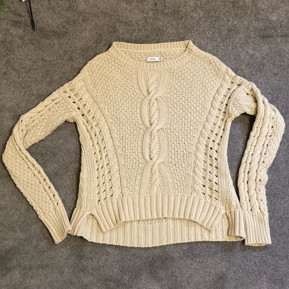 Tan Vince cable knit sweater size small